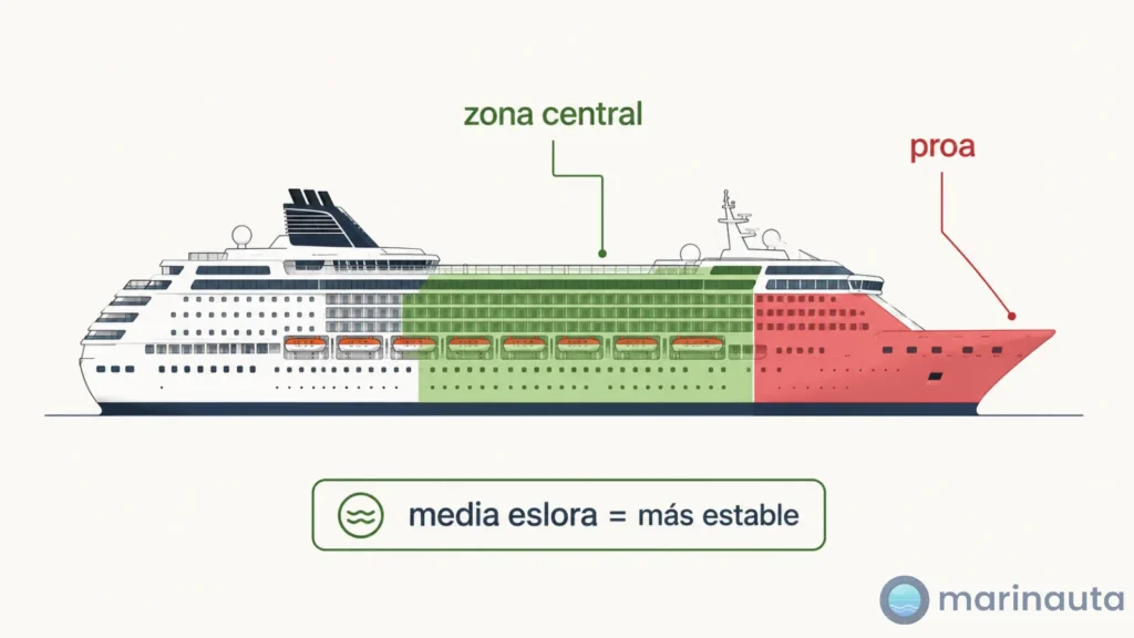 Zona central de un crucero, donde se nota menos movimiento